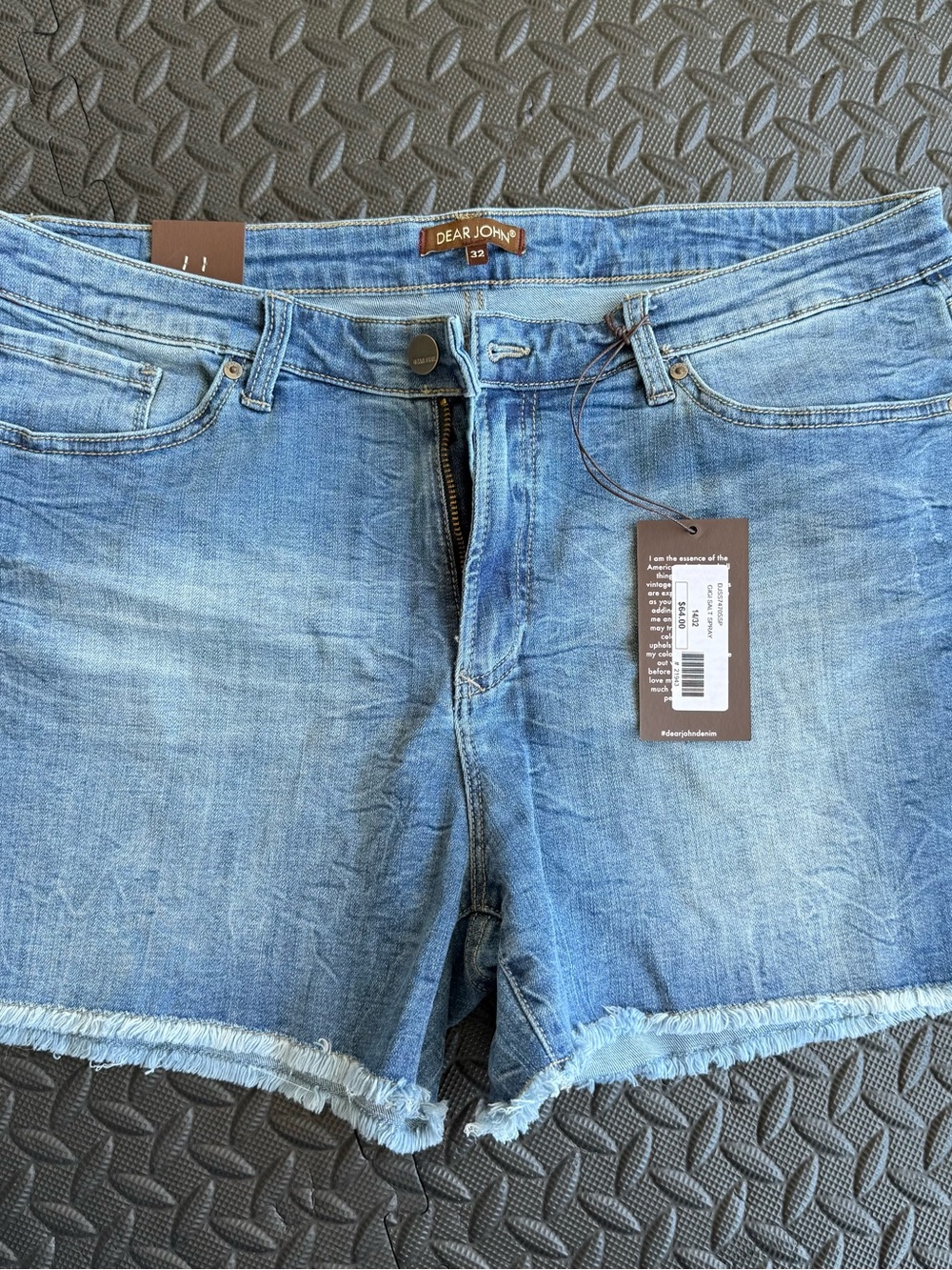 Dear John Light Blue Frayed Hem Denim Shorts